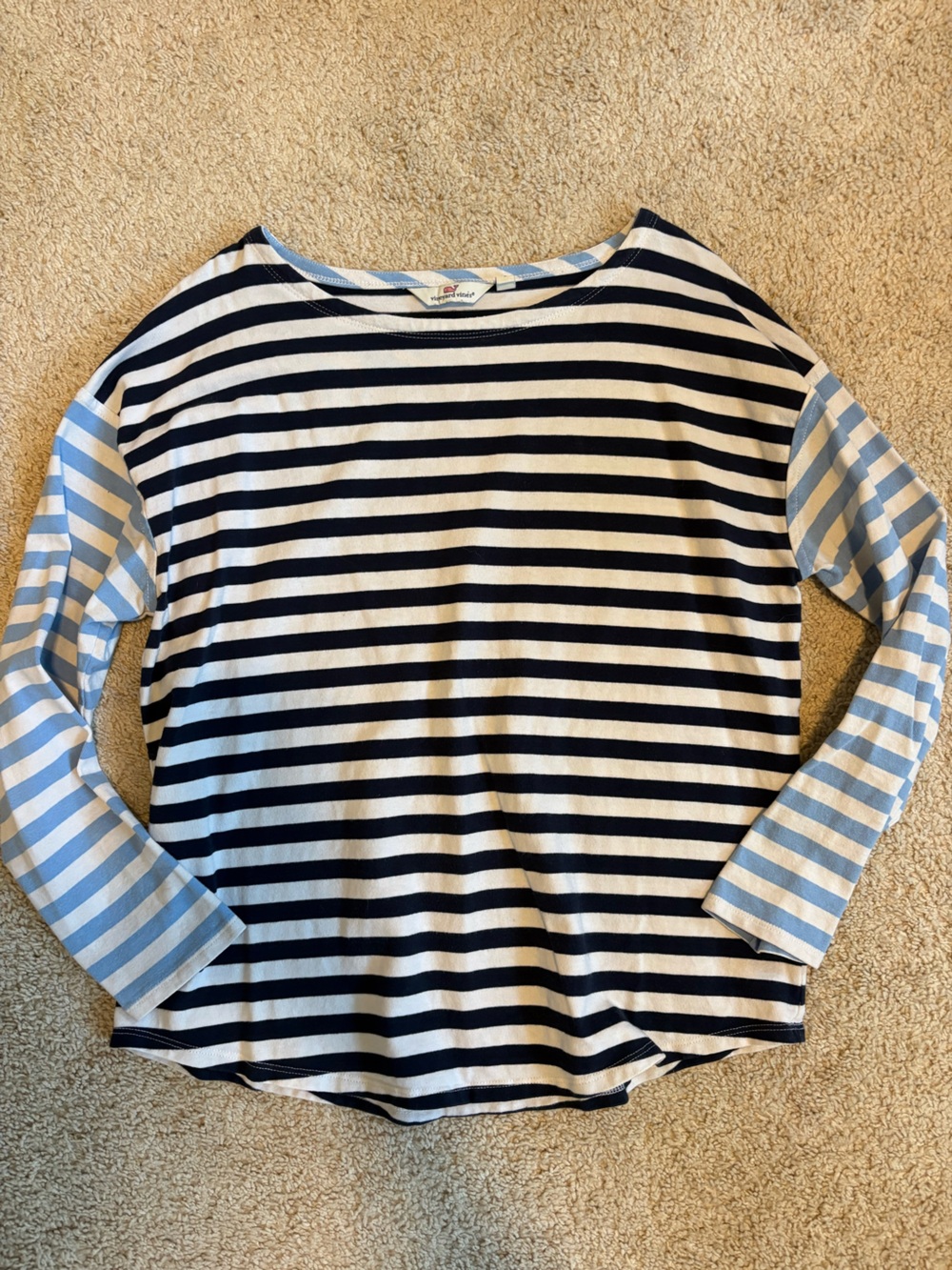 Vineyard Vines Striped Navy, White & Light Blue Long Sleeve Top